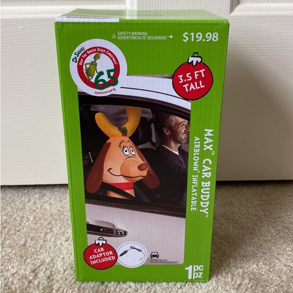 Holiday Car Buddy The Grinch Max Dog Airblown Inflatable Car Buddy